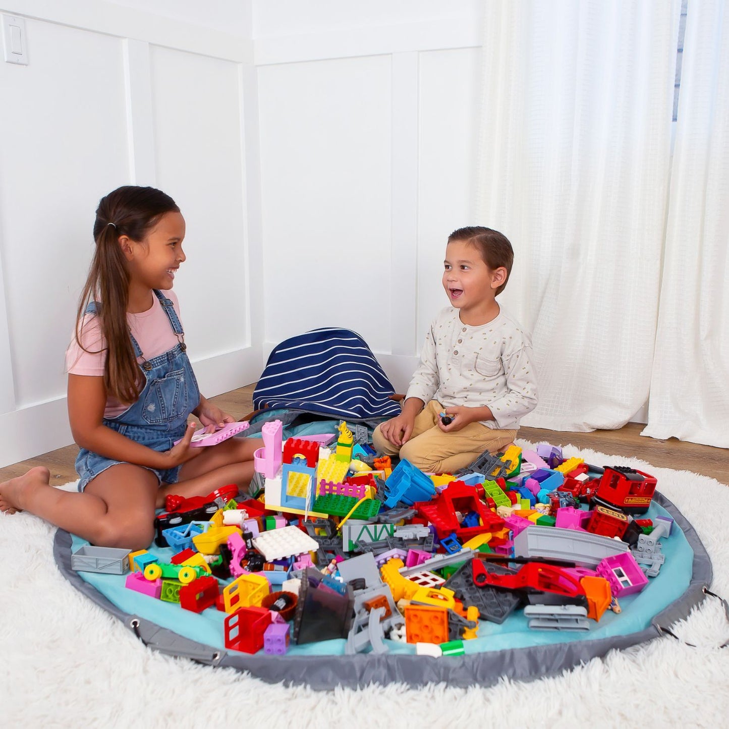 Extra-Large Toy Basket Playmat in Navy